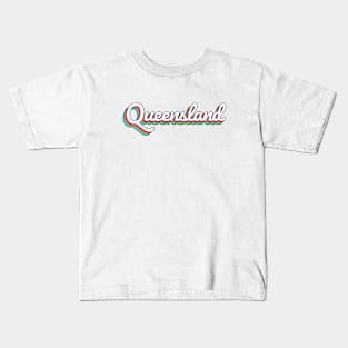 Queensland Australia Retro Script Kids T-Shirt